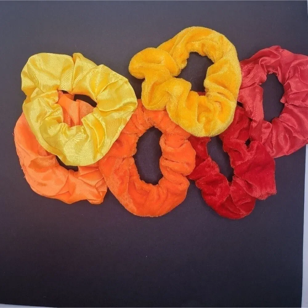 Bright color velvet satin scrunchie bundle hair accessories